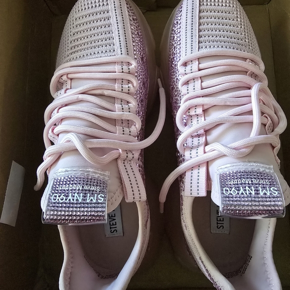 Steve Madden Sm Ny90 Rhinestone Sneakers - Pink - Picture 2 of 6
